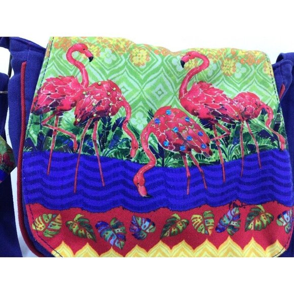 Paul Brent Messenger Bag Purse Tropical Pink Flamingos - Picture 9 of 12